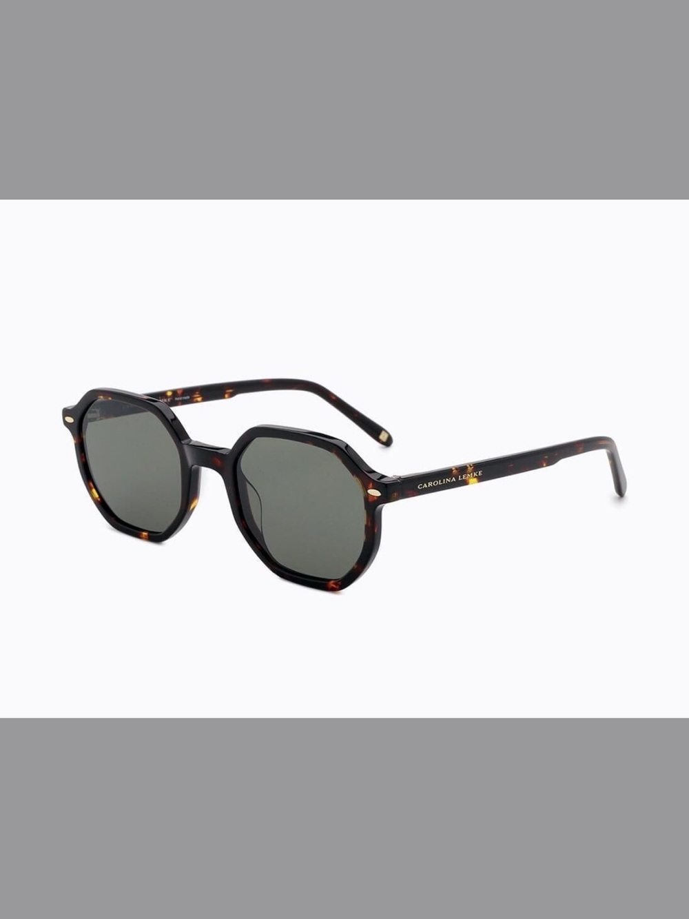 Carolina Lemke Men's Tortoiseshell Sunglasses with Dark Green Lenses
